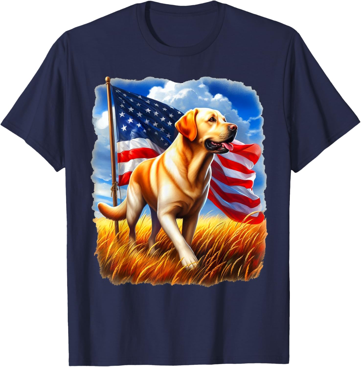 American Flag Yellow Lab Patriotic Painterly Design