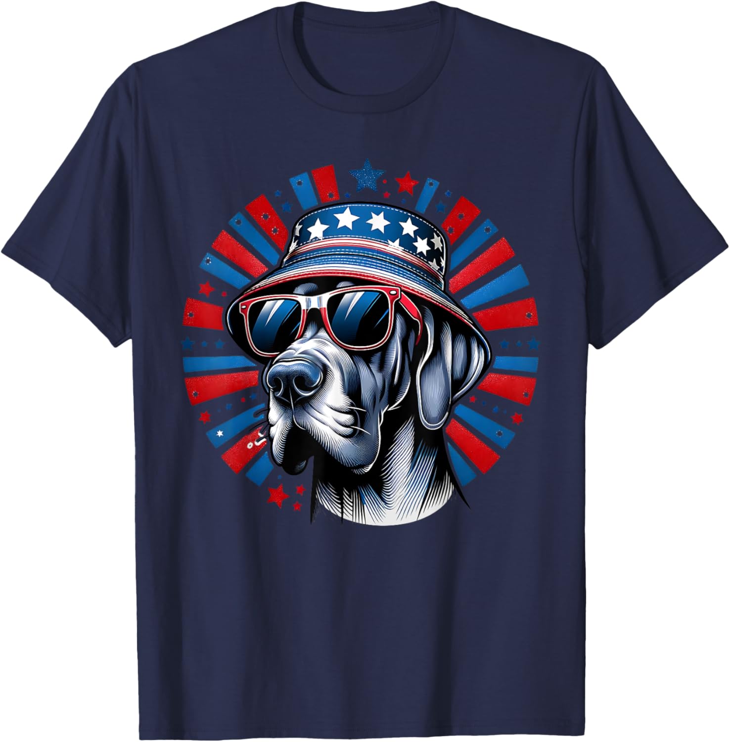 Red Blue Flag Patriotic Usa 4Th Of July Dog Lover Great Dane