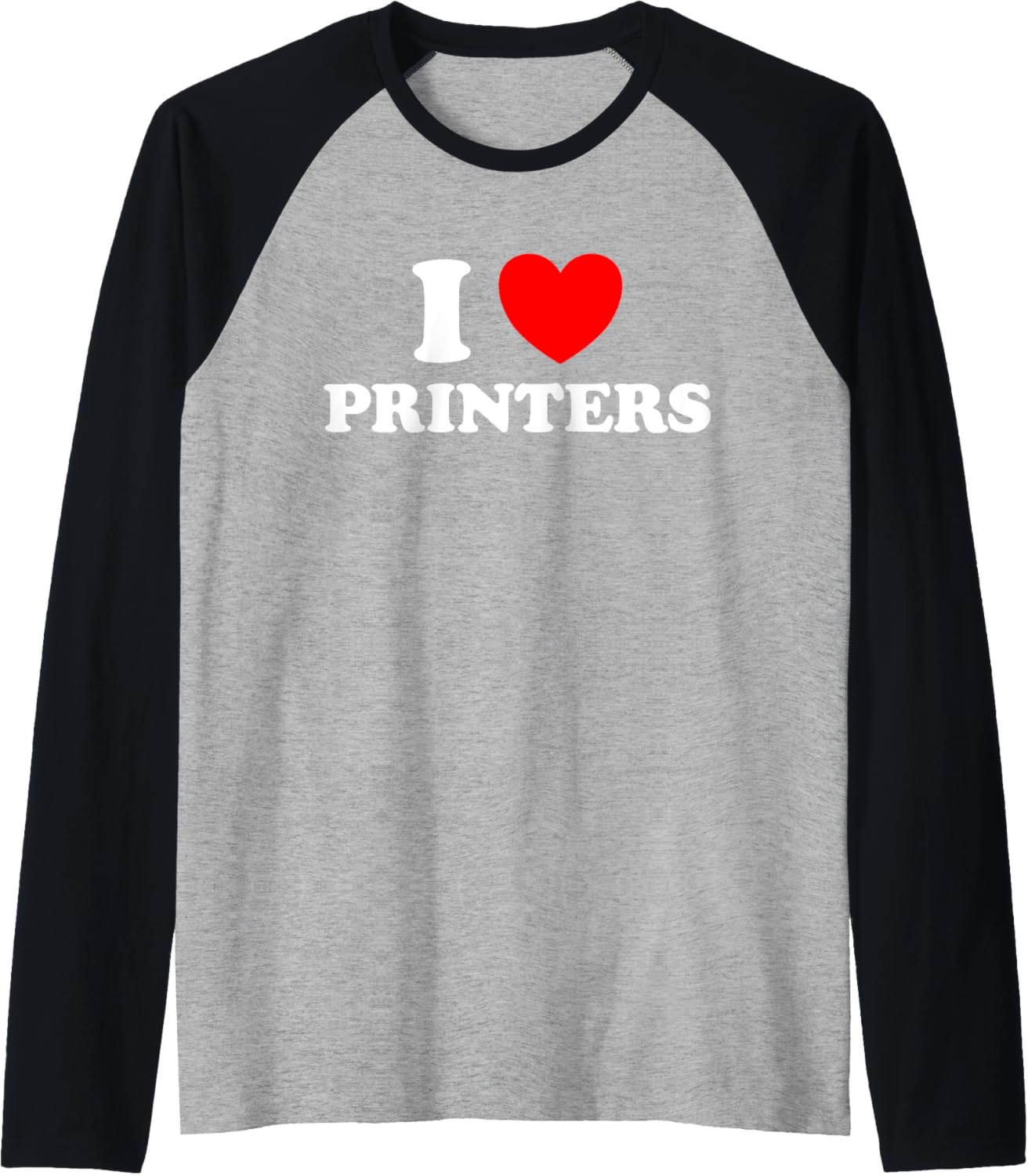 I Love Printers Funny Computer Cartridge Ink Paper Print Fan Raglan Baseball