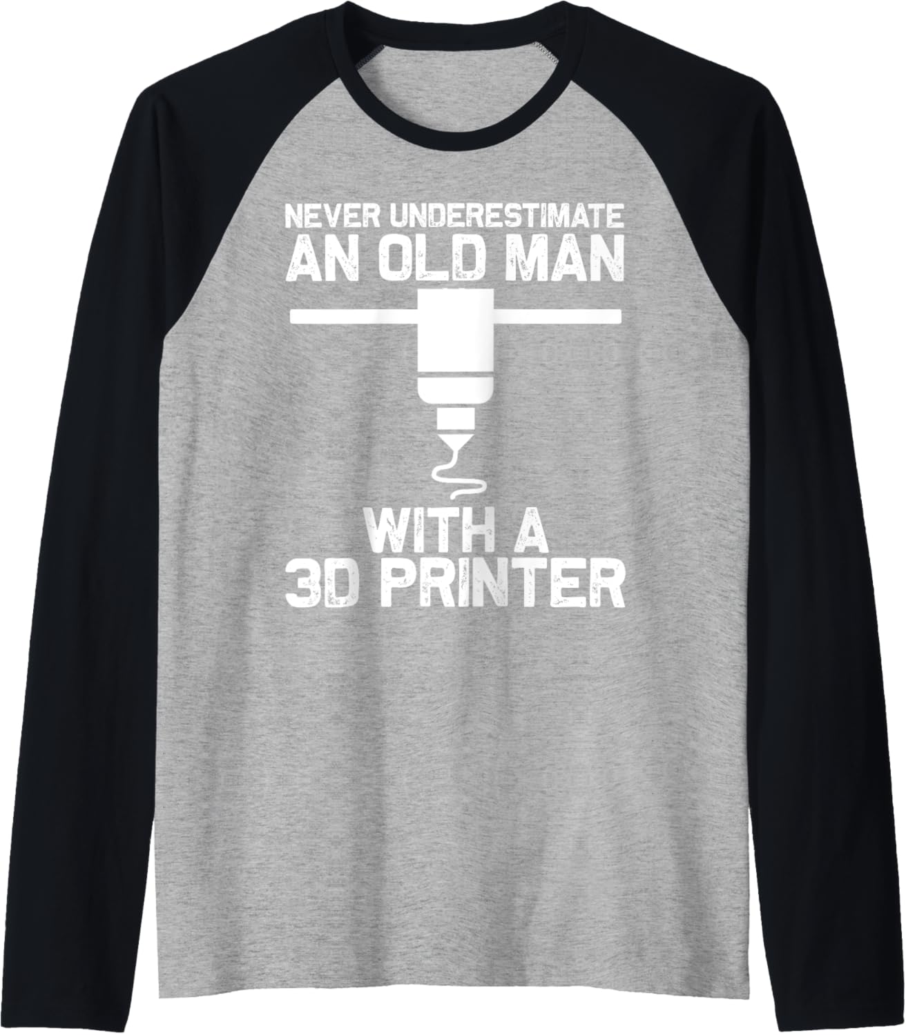 Funny 3D Printing Designs Grandpa 3D Printer Enthusiasts Raglan Baseball Tee