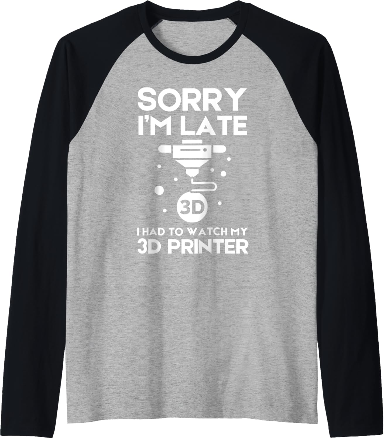 3D Printer Design Men Women 3D Printing Printer Raglan Baseball Tee