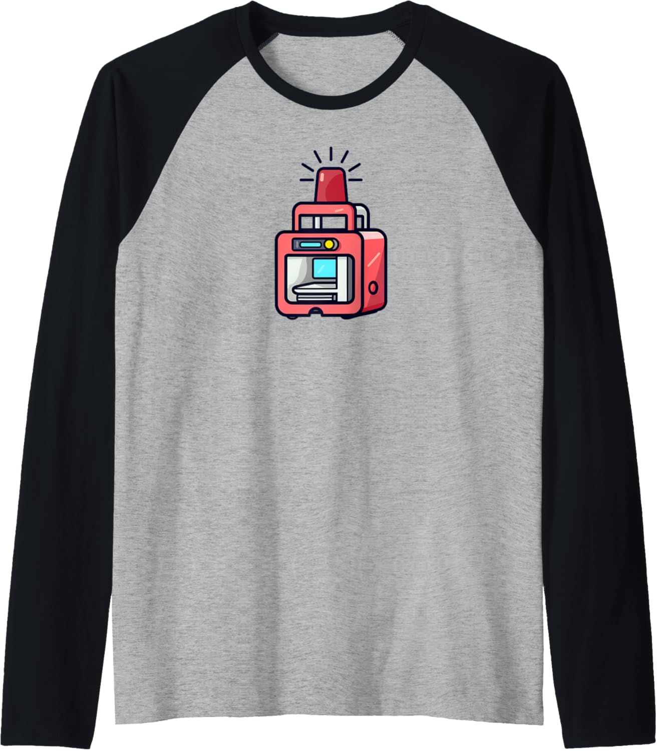3D Printer With Alarm Signal Design 3D Printing Raglan Baseball Tee