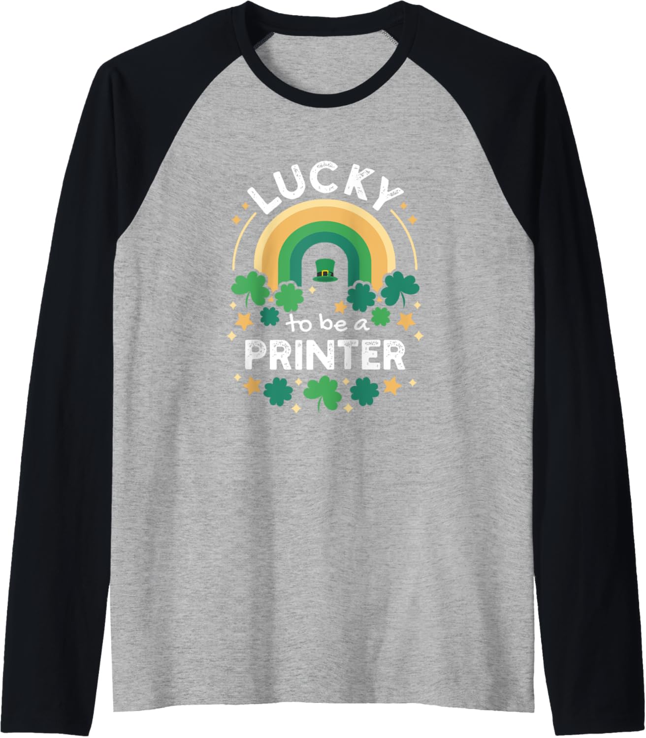 St Patricks Day Lucky Printer Job Shamrocks Irish Raglan Baseball Tee
