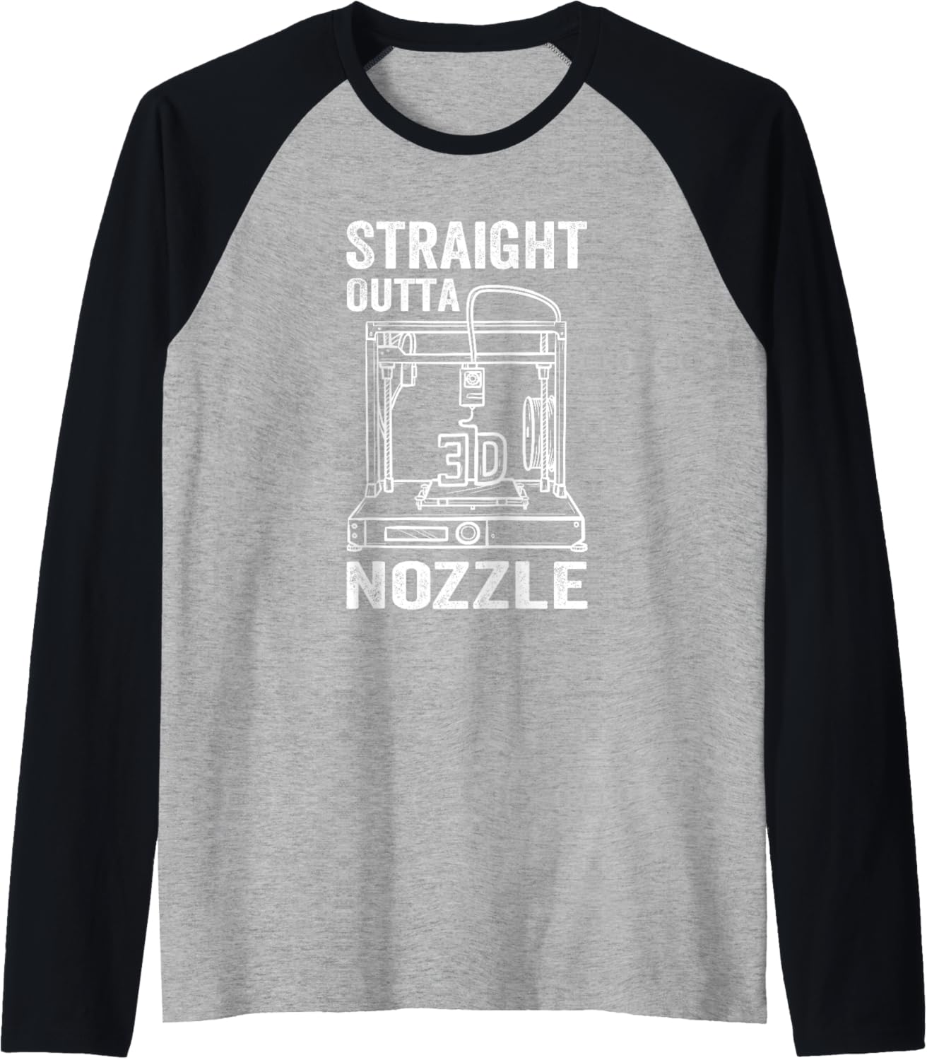Straight Outta Nozzle 3D Printing 3D Printer Raglan Baseball Tee