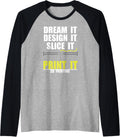 3D Printing Dream Design Slice Print Printer Enthusiast Raglan Baseball Tee