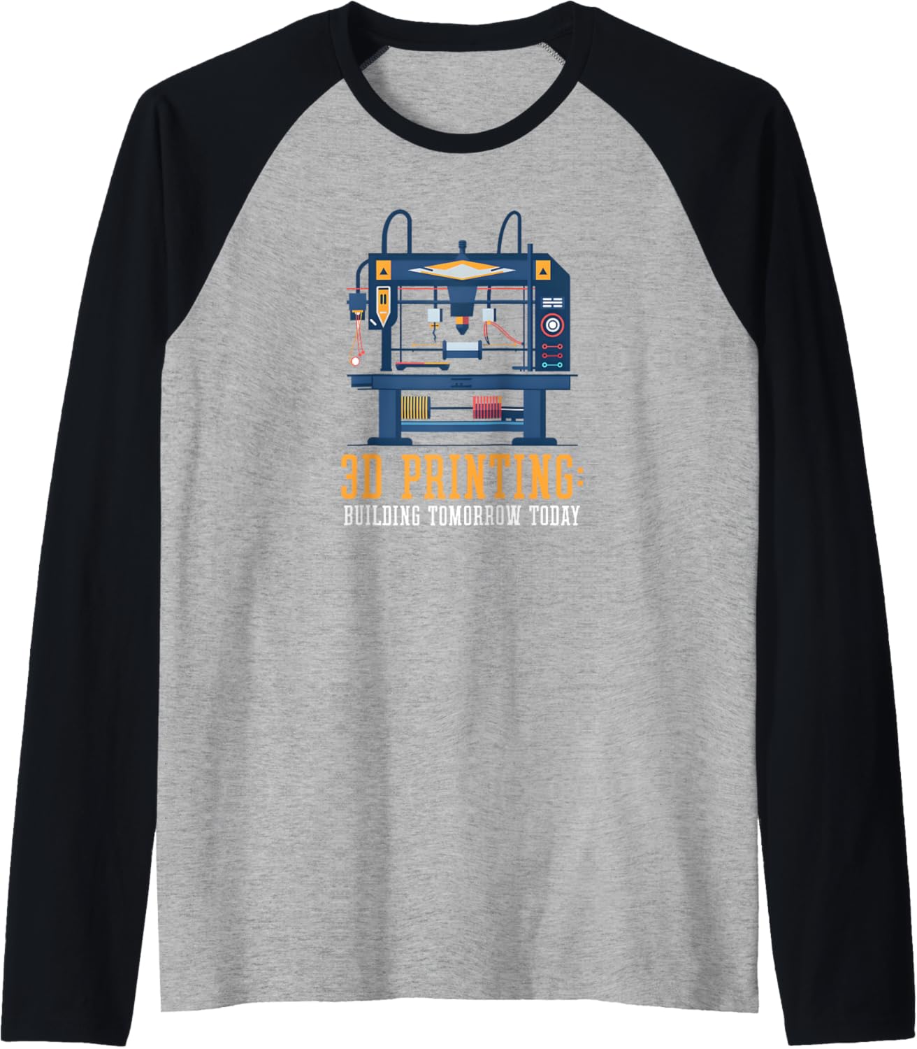 3D Printer Accessories Building Tomorrow Raglan Baseball Tee