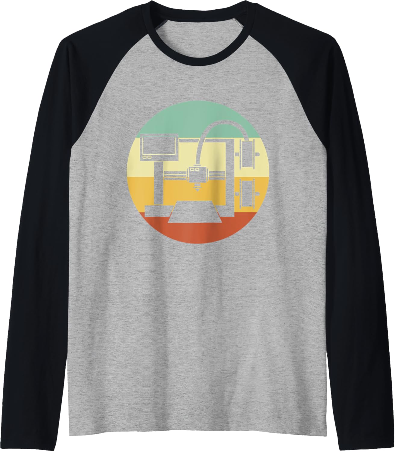 Vintage Retro 3D Printer Men Raglan Baseball Tee