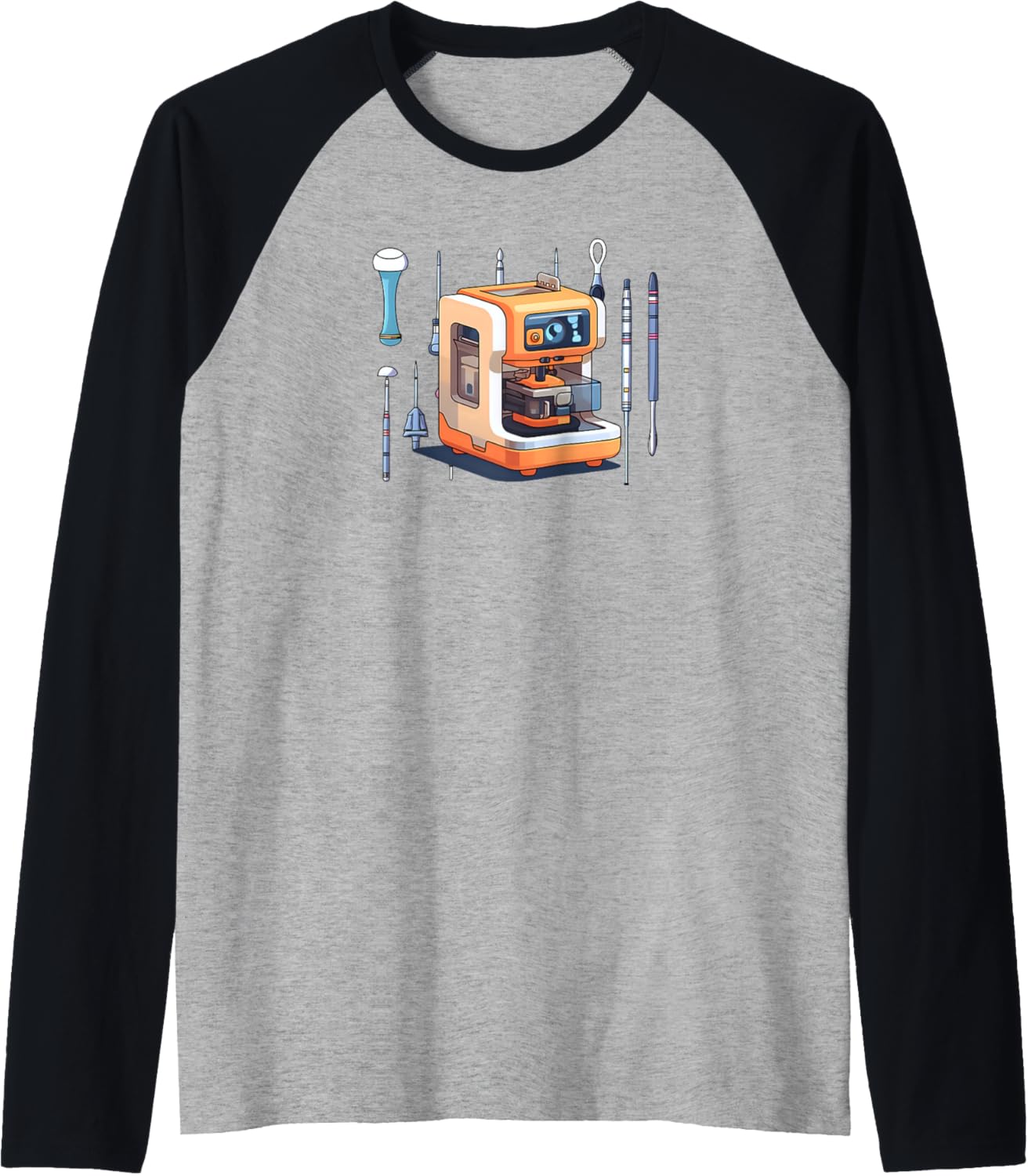 Printer With Surgery Tools Design 3D Printing Raglan Baseball Tee