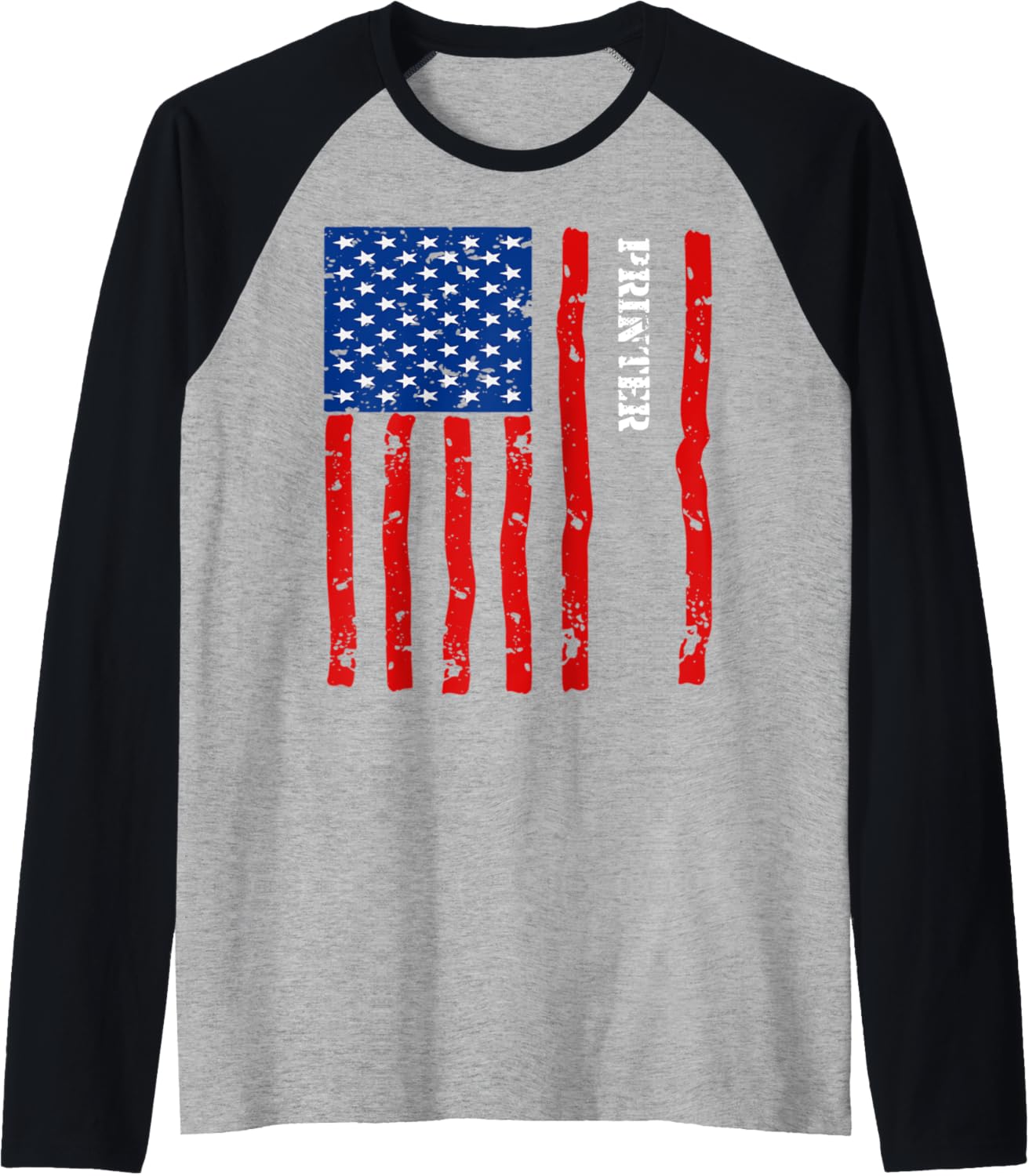 Cool Printer Accessories Things Stuff Usa Flag Raglan Baseball Tee
