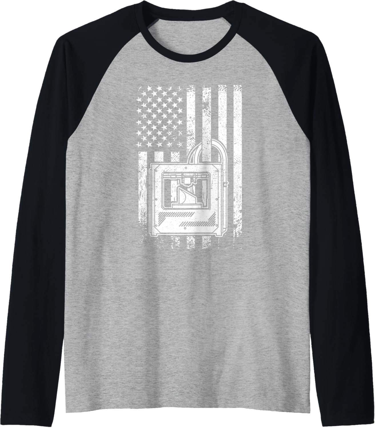 Patriotic Usa 3D Printing Us Flag 3D Printer Raglan Baseball Tee