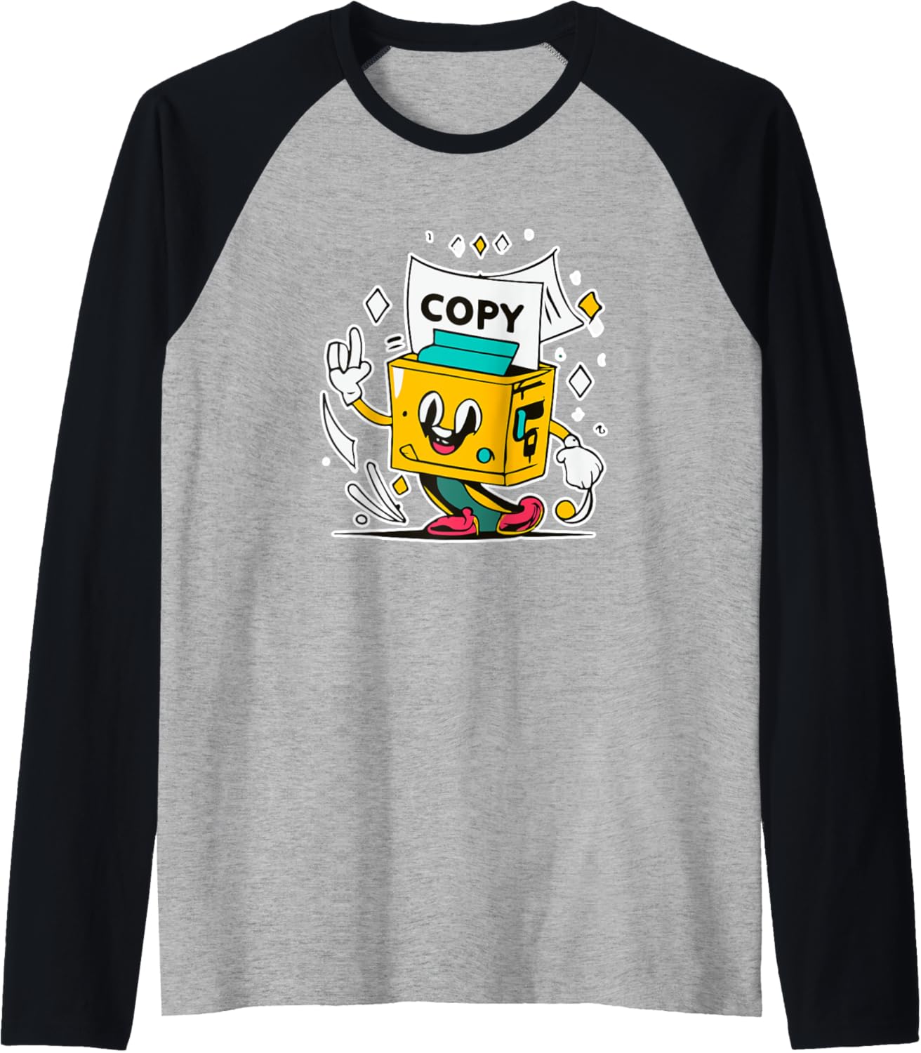 Multipurpose Copy Printer Paper Cute Logo Character Raglan Baseball Tee