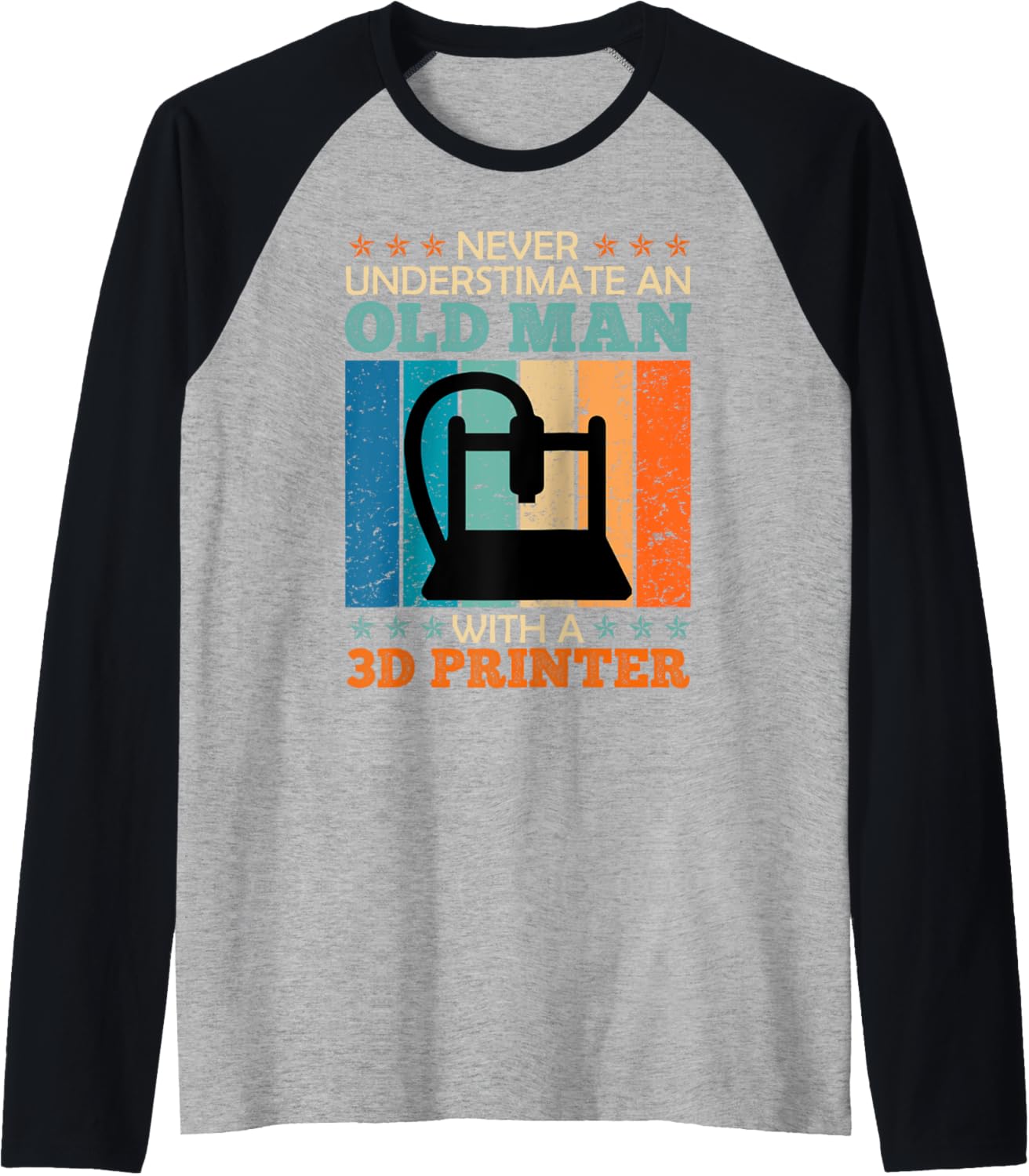 3D Print Never Underestimate A Man With 3D Printer Men Raglan Baseball