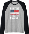 Printers Harris 2024 Shirts President Election 2024 Raglan Baseball Tee