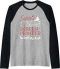Screen Printer Xmas Job Funny Christmas Raglan Baseball Tee