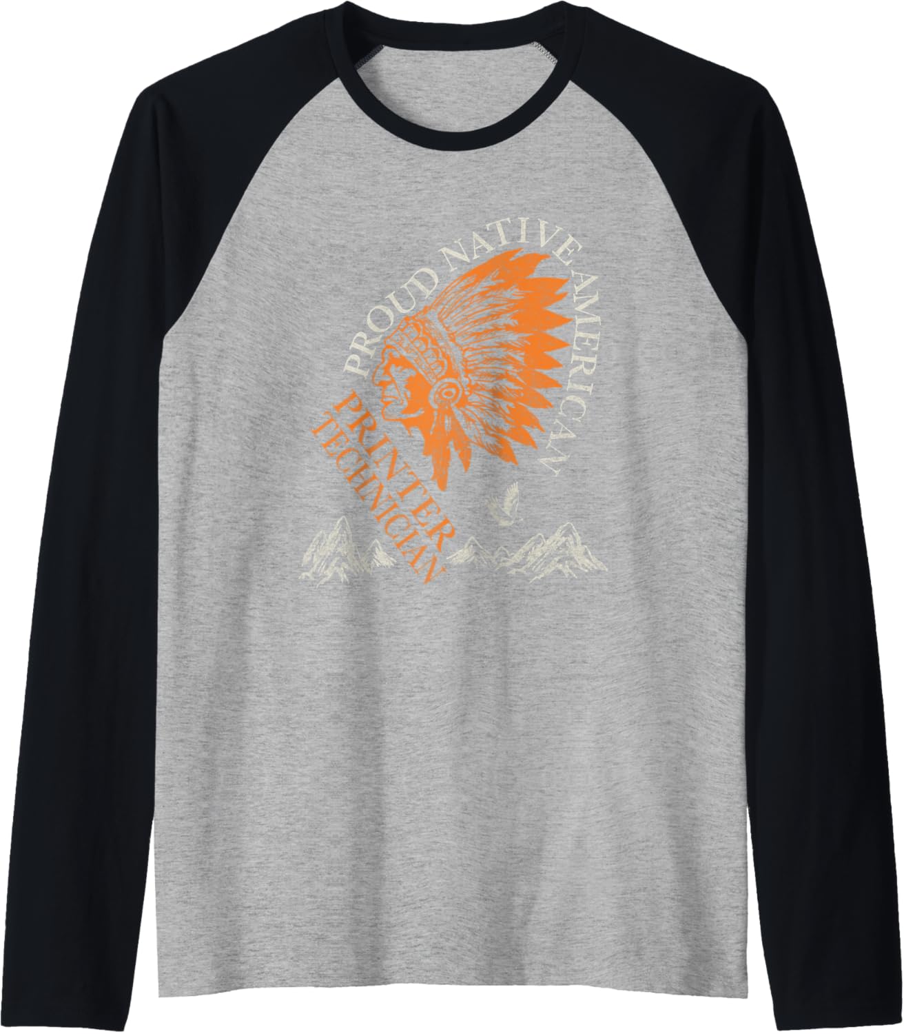 Proud Native American Job Printer Technician Raglan Baseball Tee