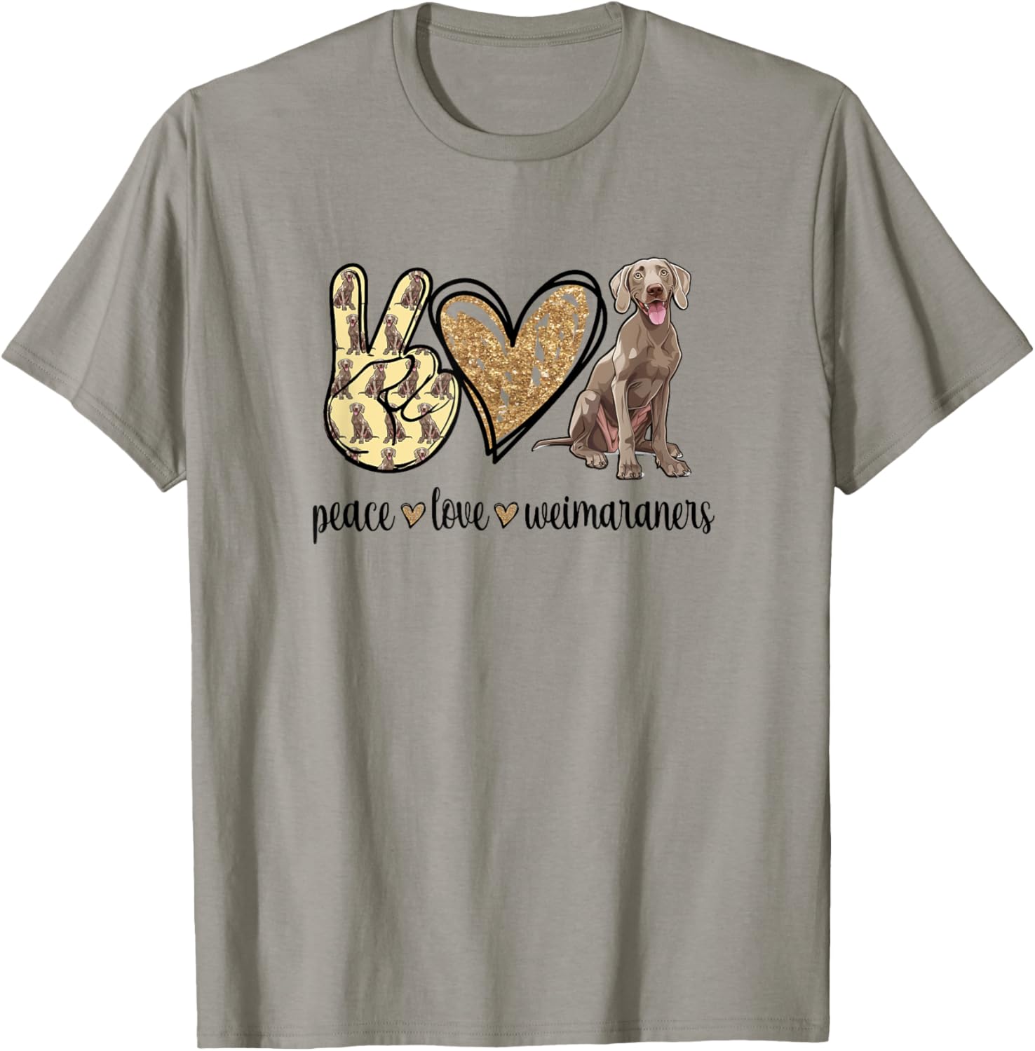 Womens Girls Owners Cute Peace Love Weimaraner Lover