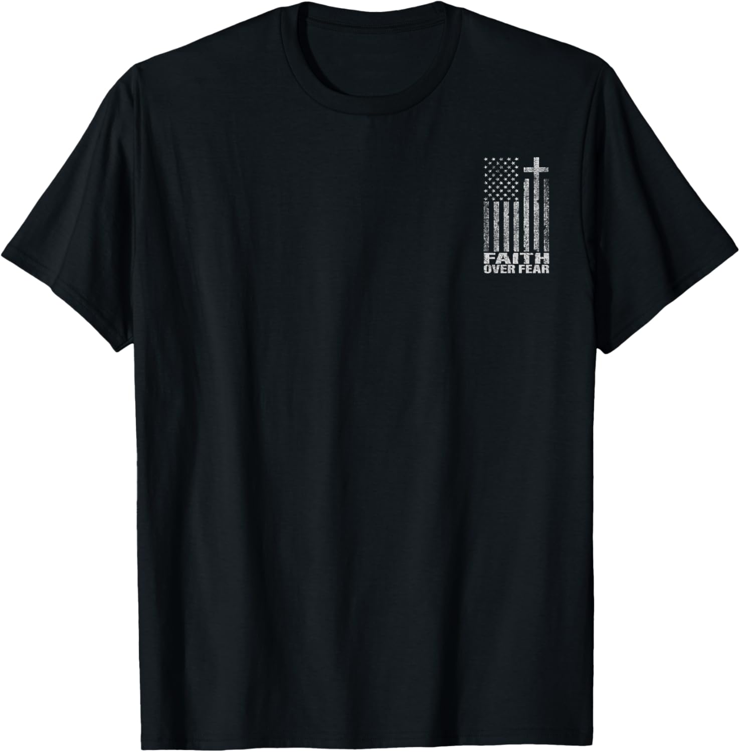 Faith Over Fear Cool Men Women Cross Christian American Flag
