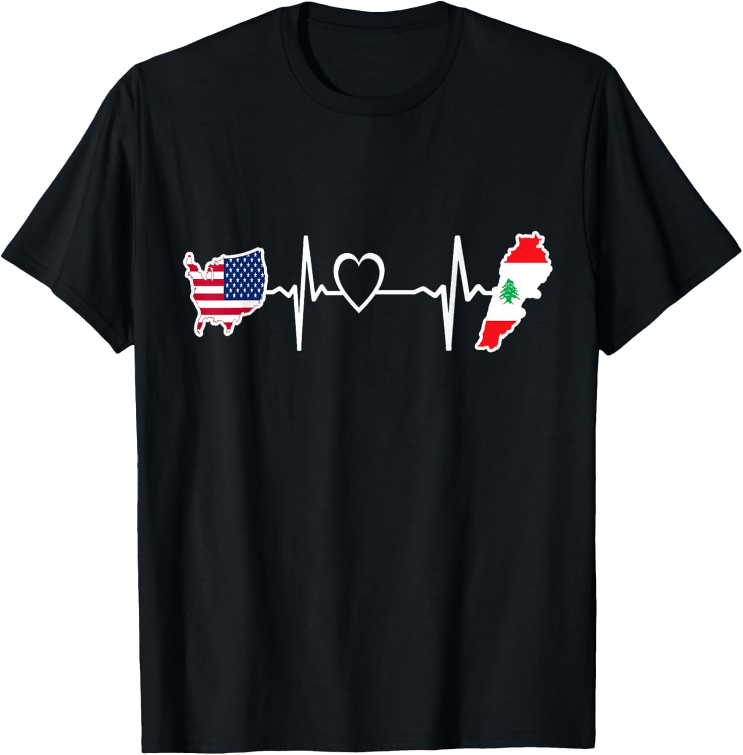 Usa Lebanon Heartbeat Shirt Lebanese American Usa Flag