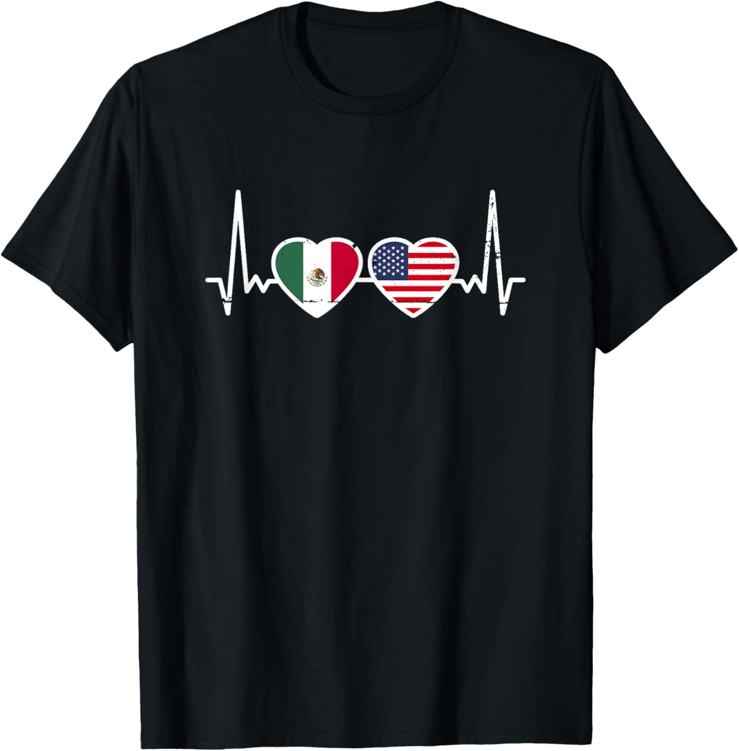 Mexico Usa Vintage Heartbeat Flag Proud Mexican