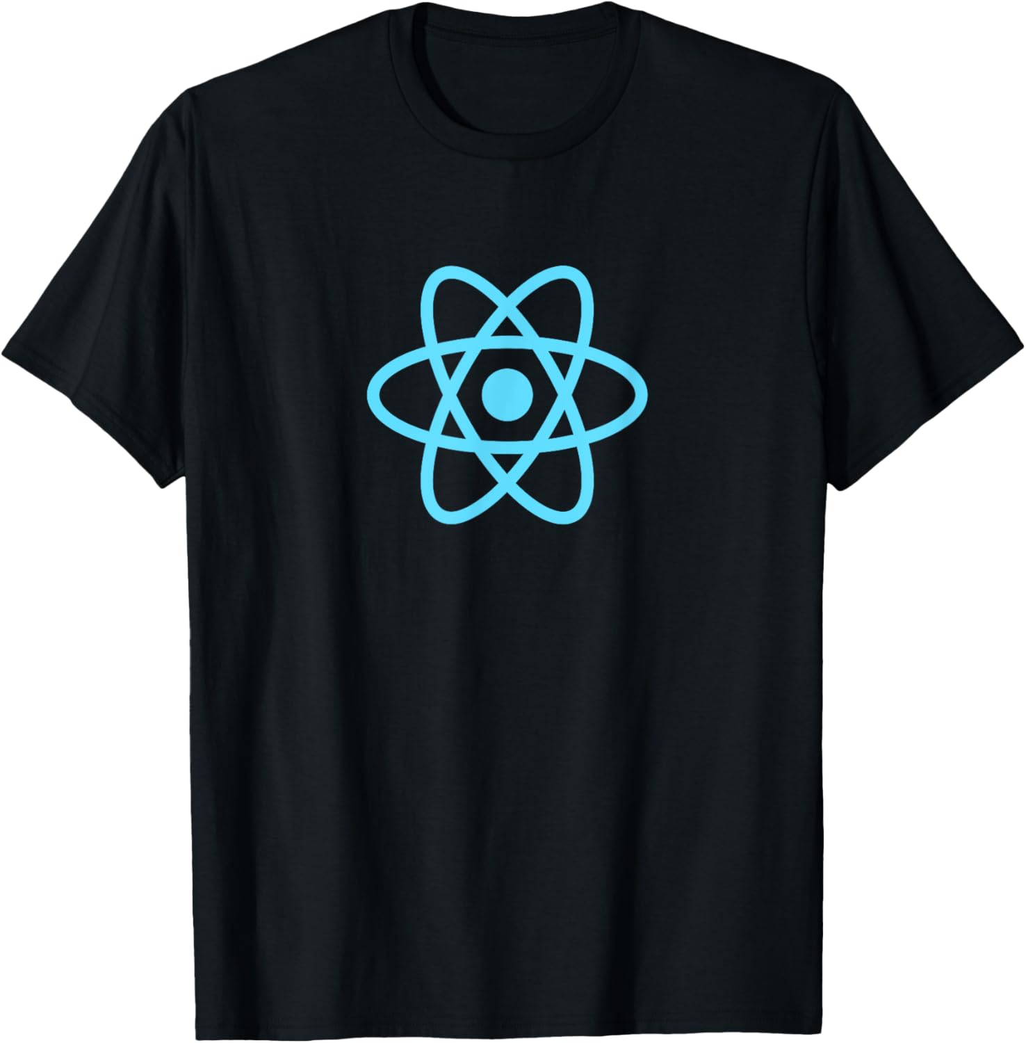 ReactJS Official Logo JavaScript Framework T Shirt   Men's Adult Unisex Black Small Classic Fit Short Sleeve Collarless Crew Neck