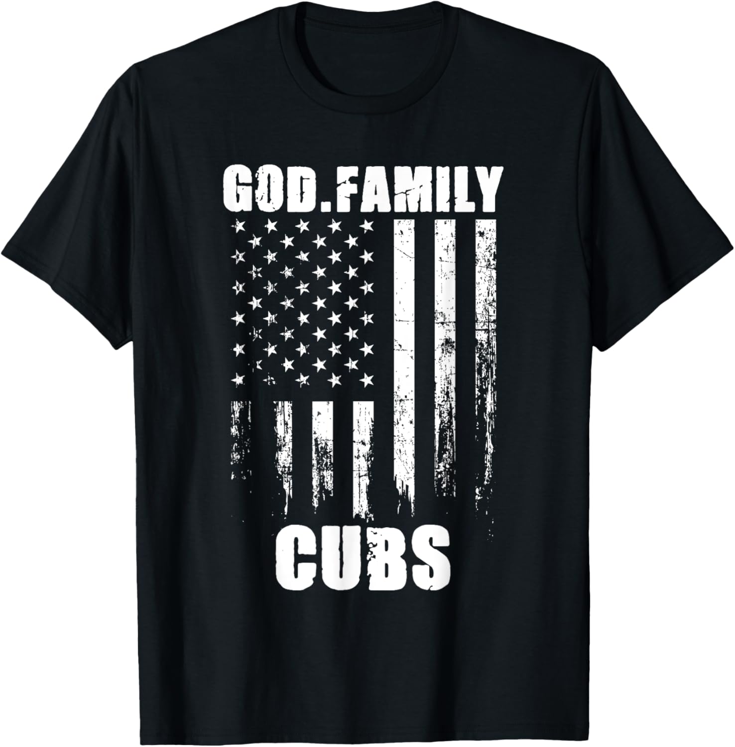 God Family Cubs Vintage Usa Flag