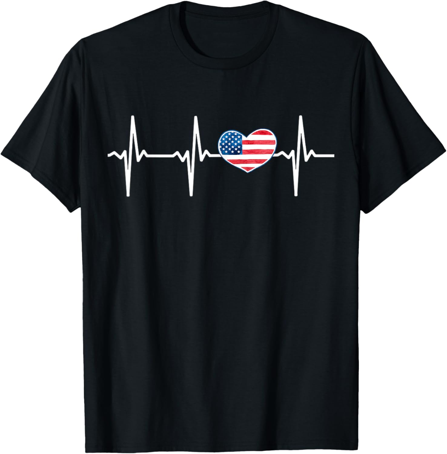 Heartbeat Ekg America Heart Love Patriotic 4Th Of July