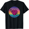 I Love Knitting Hobby Yarn Heart Vintage Retro Sunset