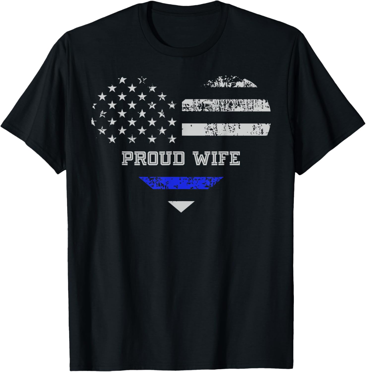 Blue Line Heart Design Wife Of Police Proud Usa