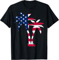 Fourth Of July Usa Patriotic American Flag On Palm Trees