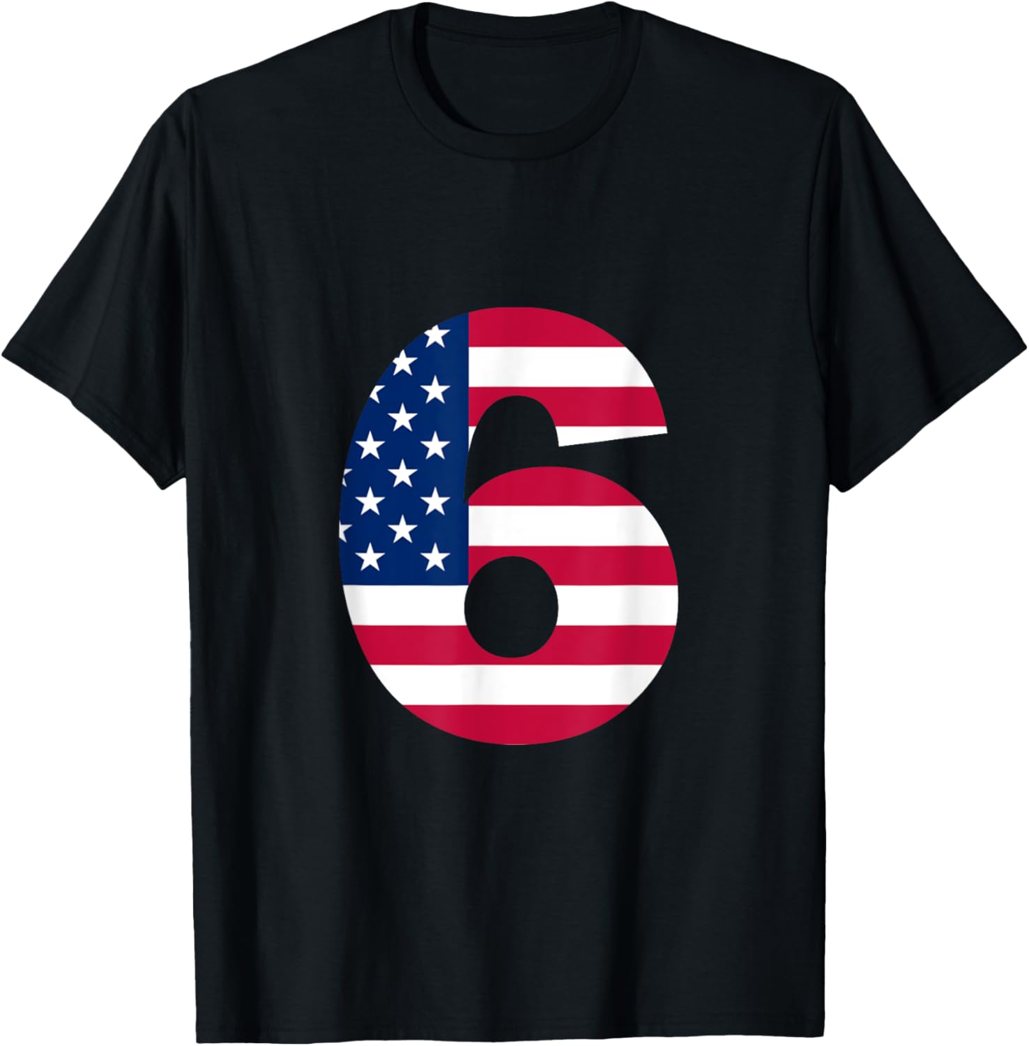 Number 6 American Flag Independence Day Birthday Patriotic
