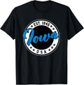 Iowa Usa Script Circle Blue Text