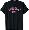 Rhode Island Usa Arched Text Distressed Pink Print