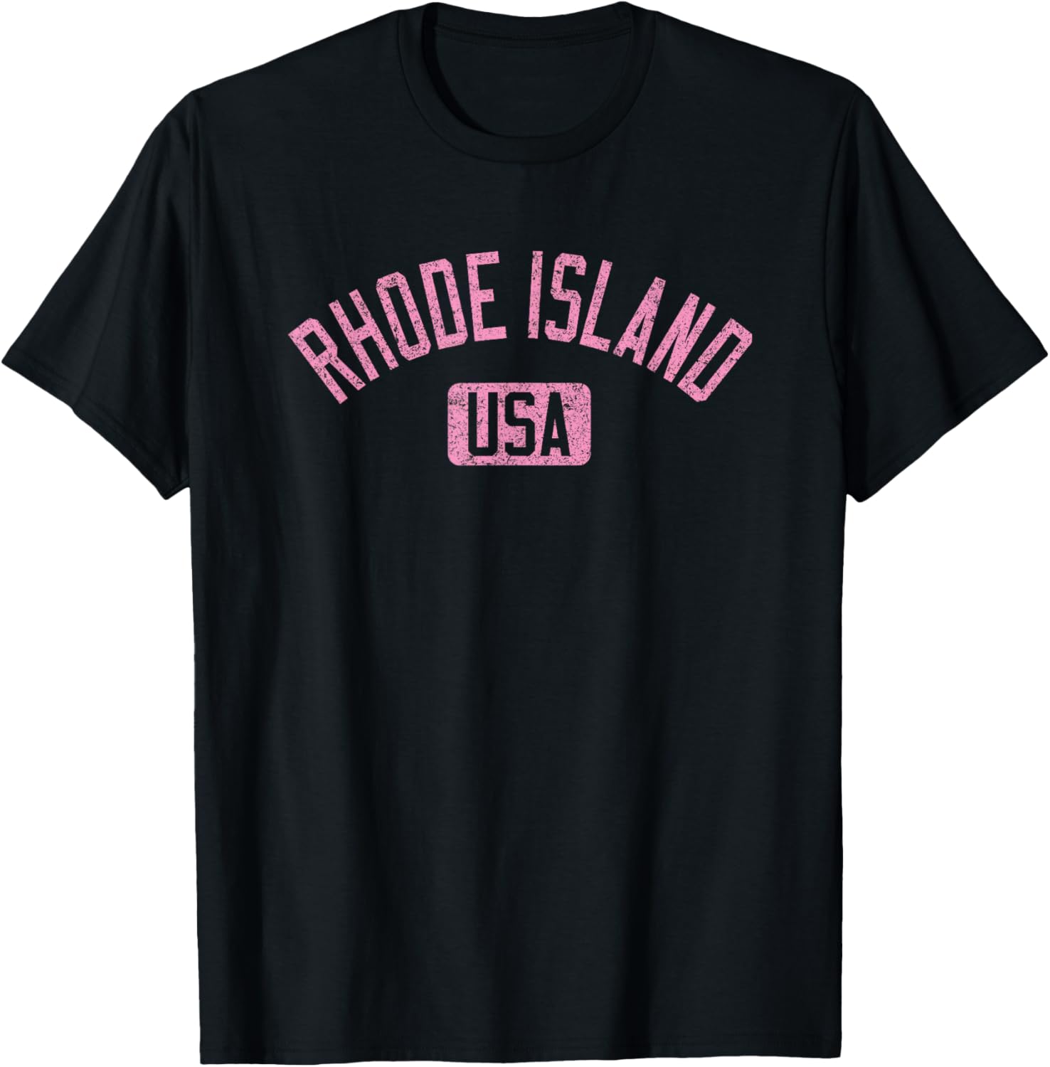 Rhode Island Usa Arched Text Distressed Pink Print
