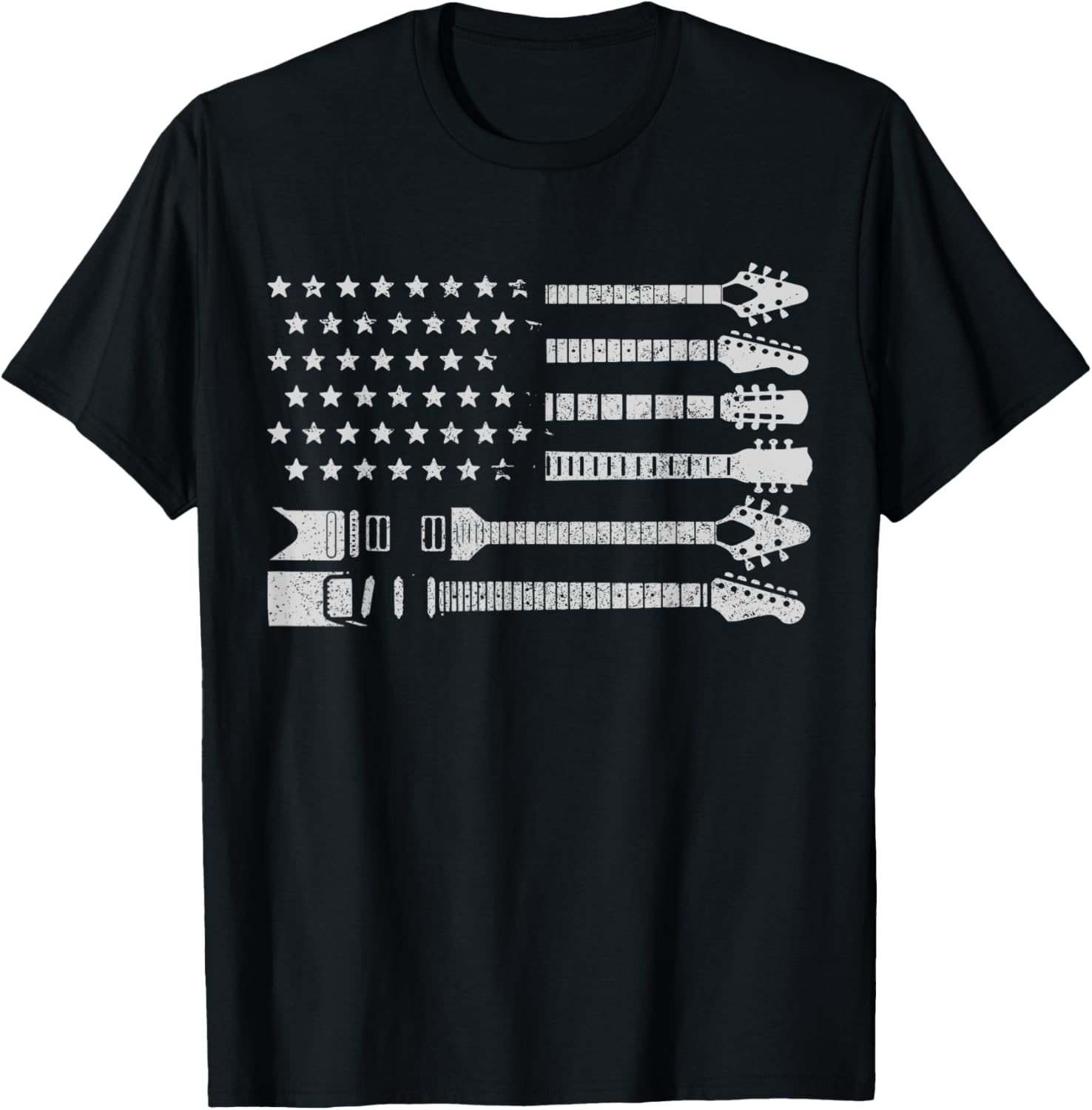 Patriotic Guitar Player Gifts Apparel Co American Flag Guitarist Vintage Black Unisex Adults Classic Fit