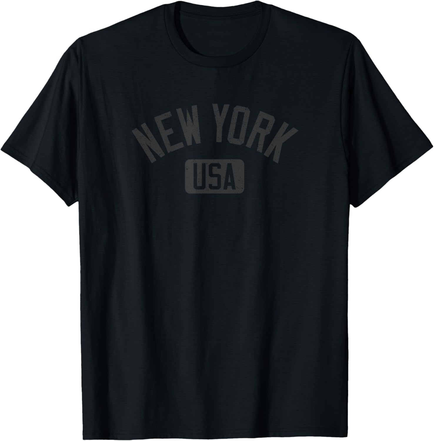 New York Usa Arched Text Distressed Black Print