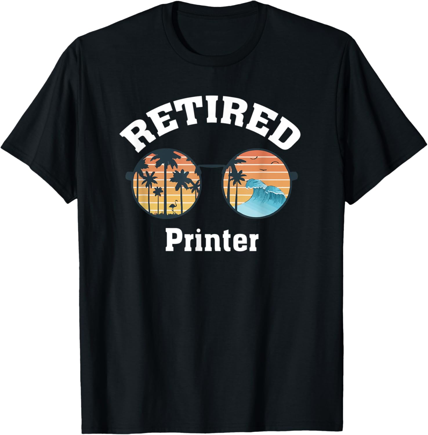 Retired Printer Retirement Job Beach Palm Tree Sunglasses