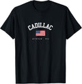 Cadillac Mi Retro American Flag Usa City Name