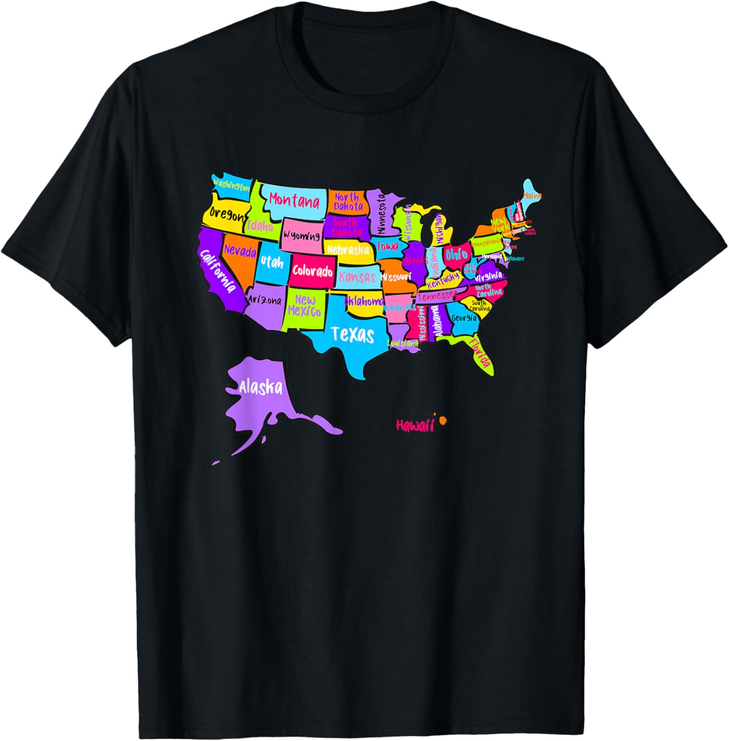 United States Of America Colorful Map With State Names