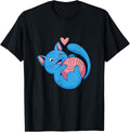 Blue Cat Cuddling With Yarn Heart Knitting