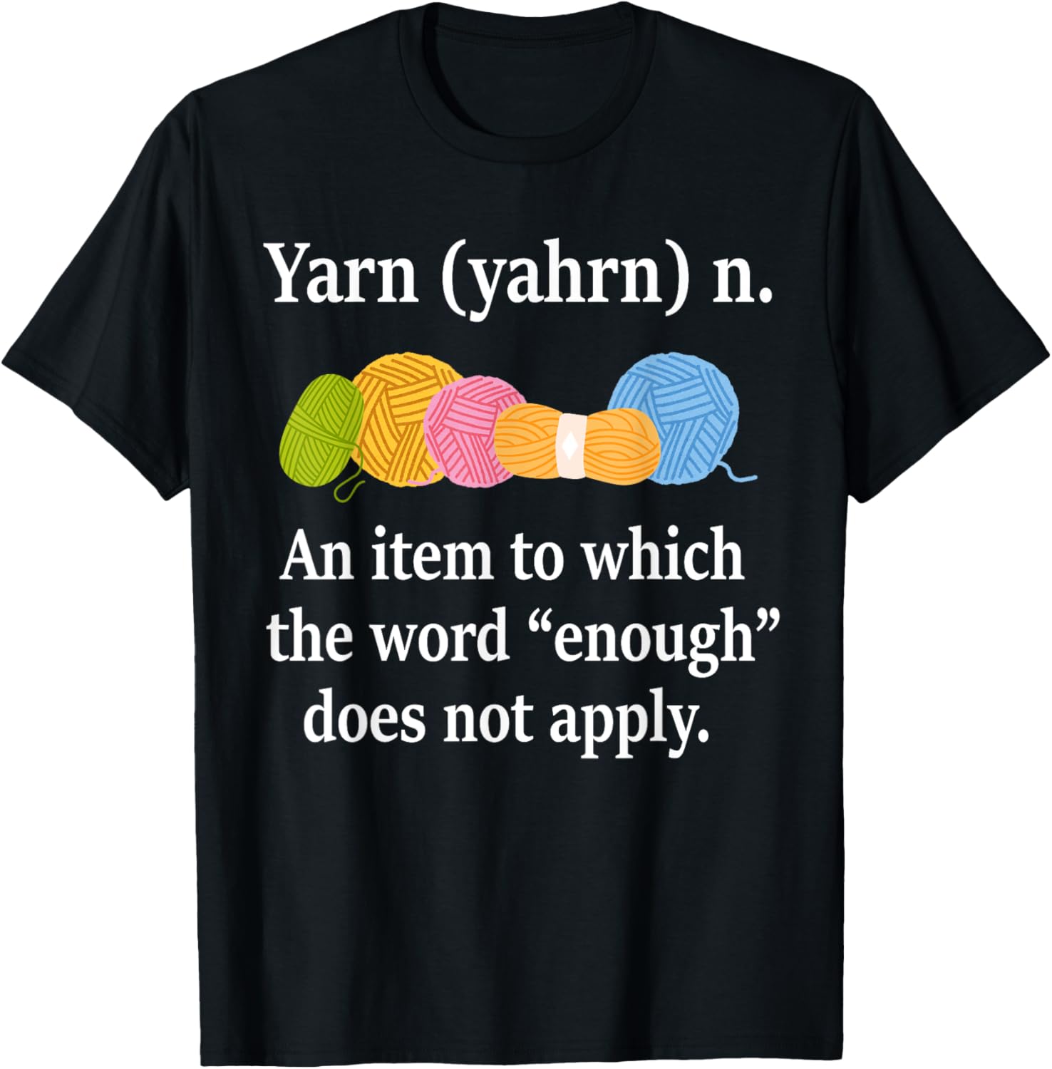 Yarn Definition Knitting Funny Crochet Yarn Knit T-Shirt for Women - Black, Small, Short Sleeve, Classic Fit, Crew Neck, Casual, Knitting-Crochet Themed