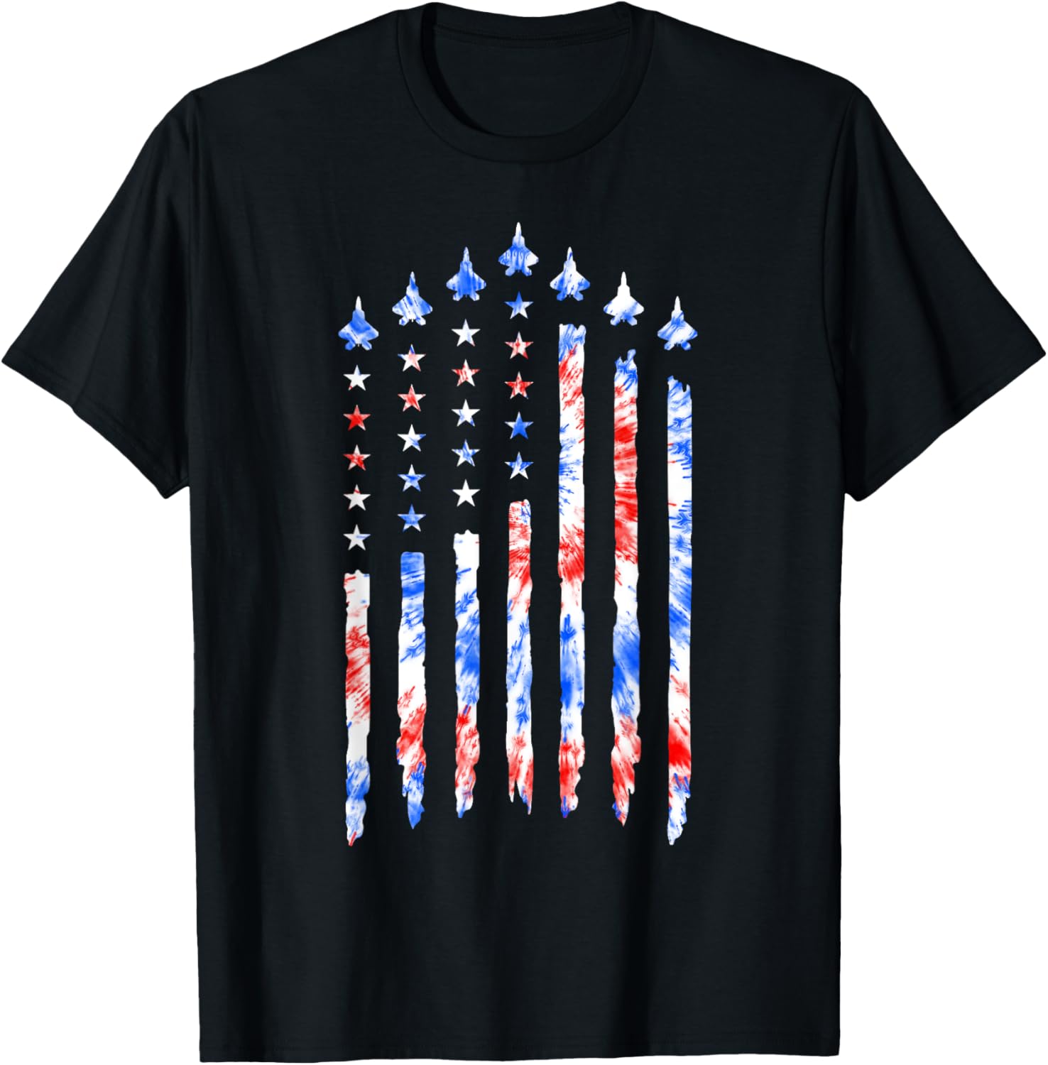 Fighter Jet Airplane American Flag Tie Dye 4Th Of July Pilot