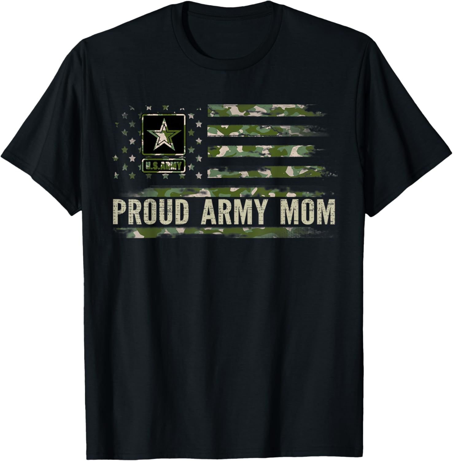 Vintage Proud Army Mom Camo American Flag Veteran Gift