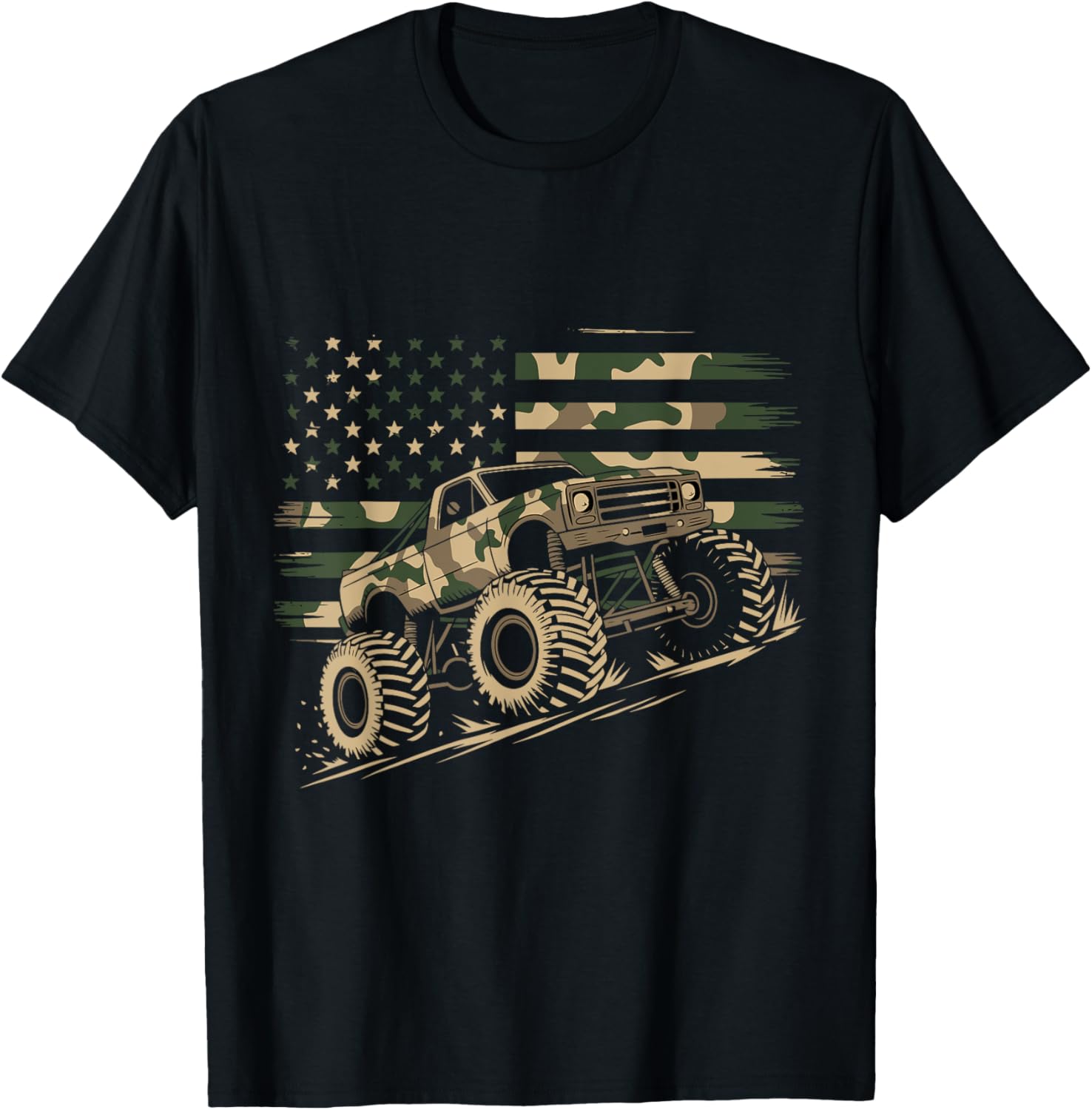 Monster Truck Camo Usa Flag Patriotic July 4Th Adventure