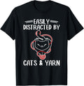 Easily Distracted By Cats & Yarn Knitting Yarn Crocheting