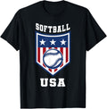 Softball Usa Support The Team Tshirt Usa Flag