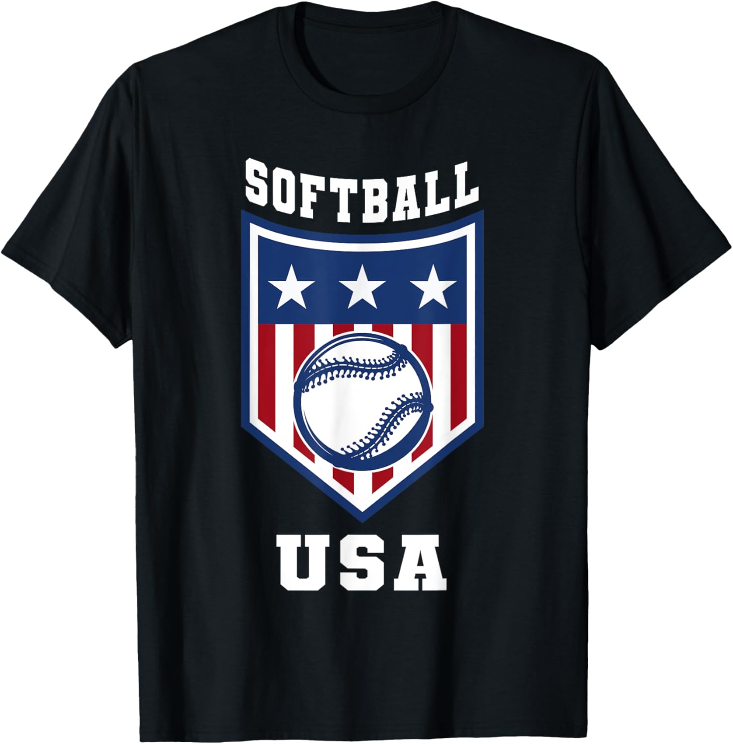 Softball Usa Support The Team Tshirt Usa Flag