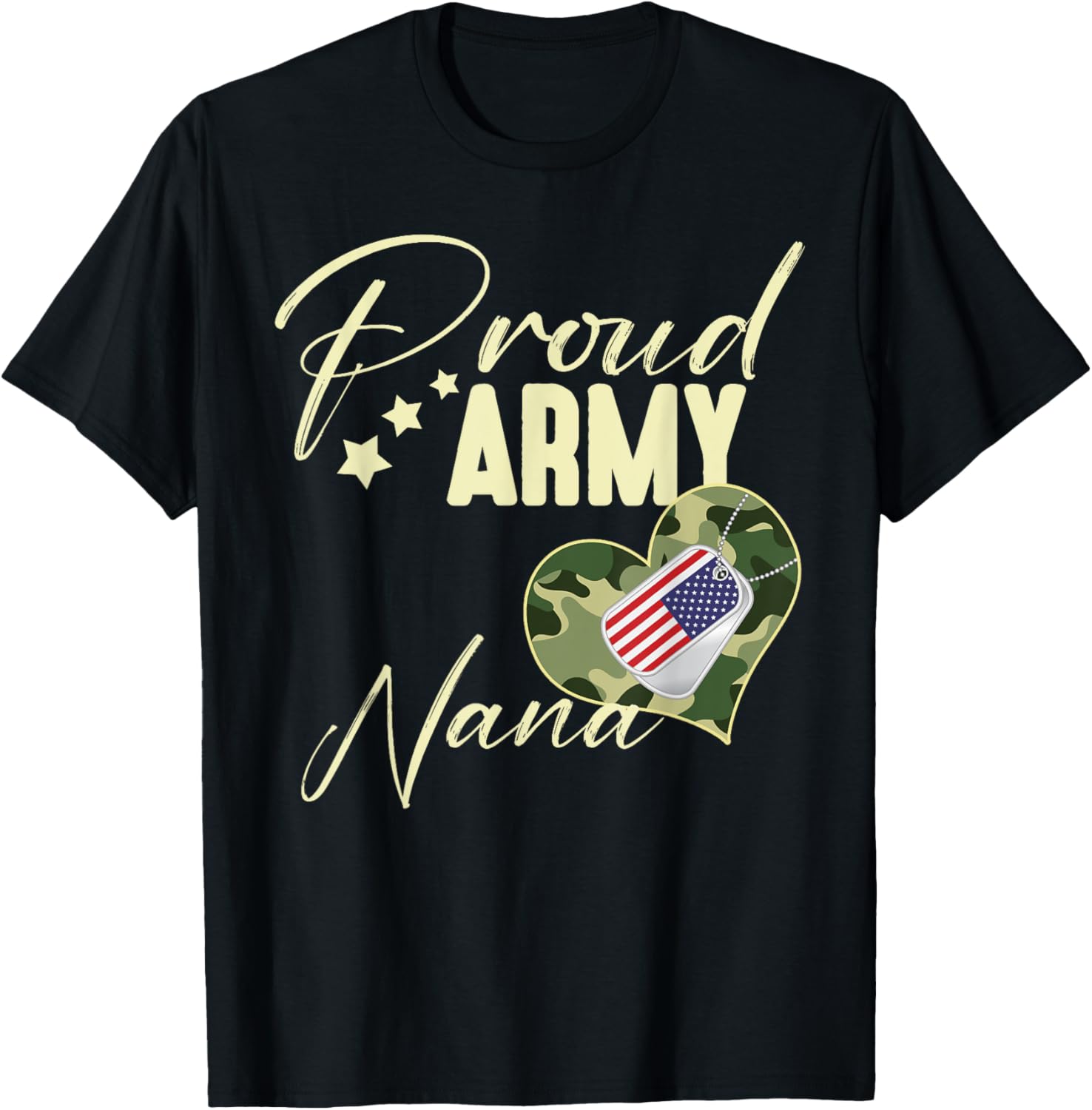 Proud Army Nana Camouflage Dog Tag Usa American Flag