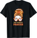 Messy Bun Printer Thanksgiving Woman
