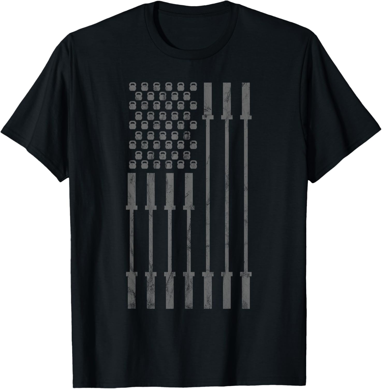 American Flag Kettlebell Barbell T Shirt