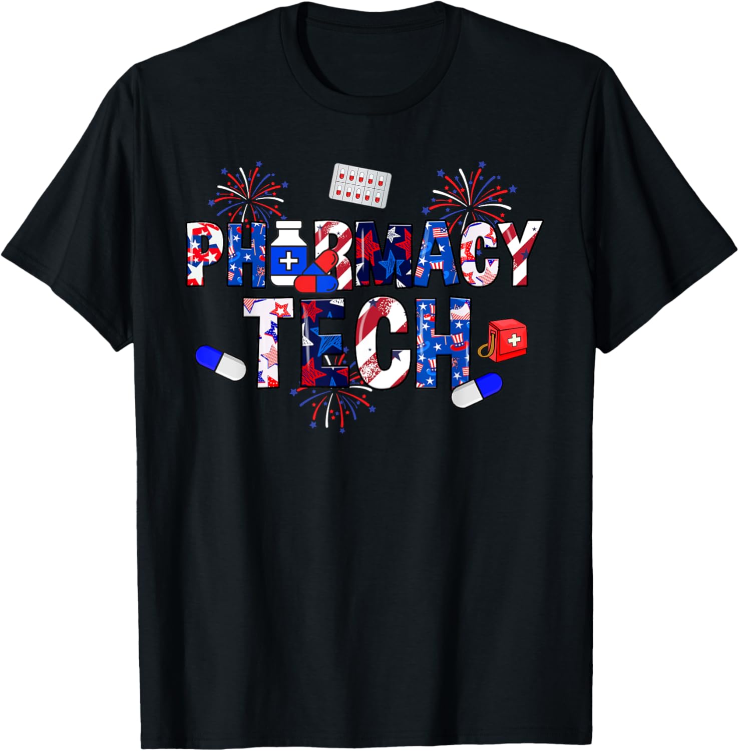 Pharmacy Tech Stethoscope Usa Flag Patriotic 4Th Of July